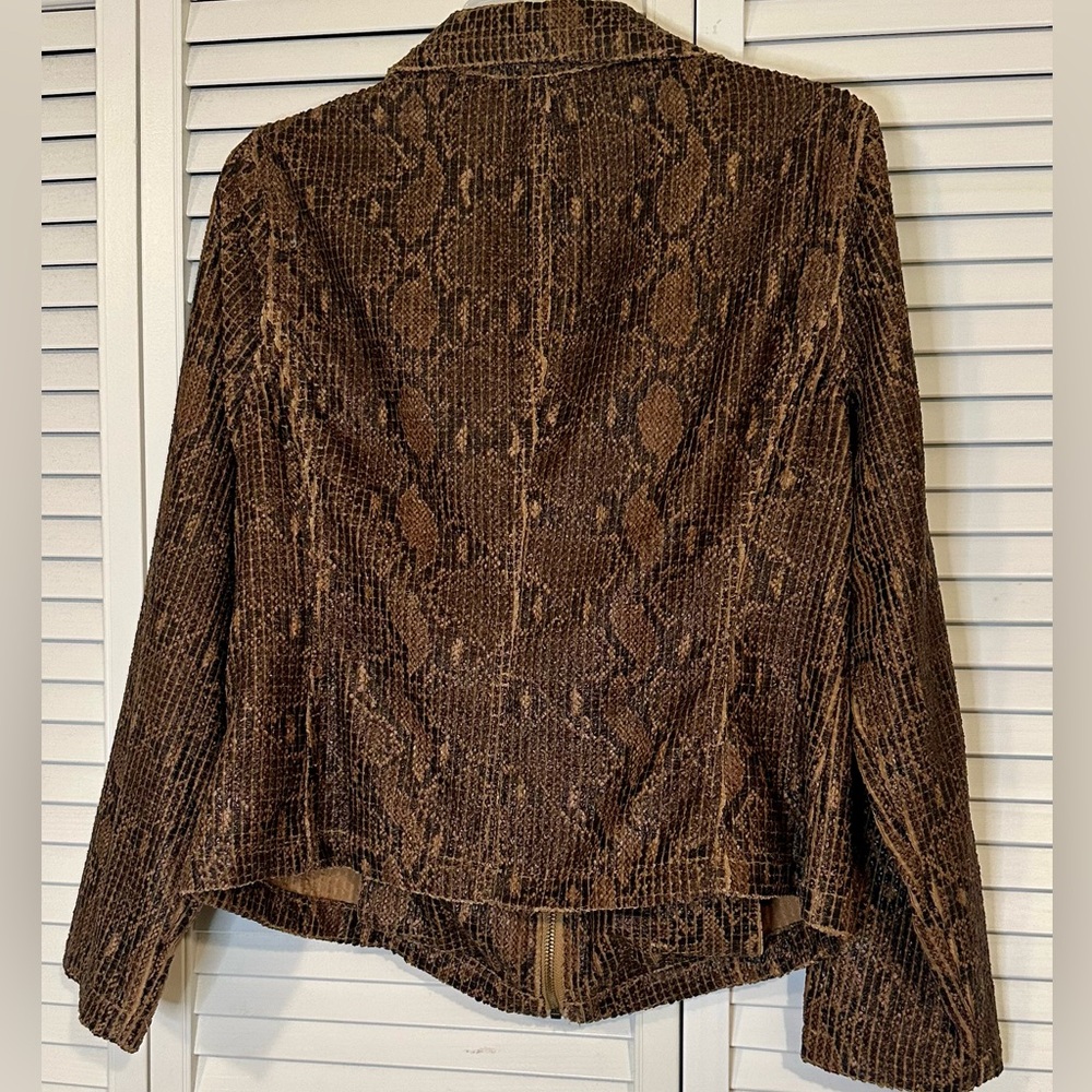 Ruby Rd Womens 12 Brown Snakeskin Print Long Sleeve Zippered Jacket - Picture 7 of 7